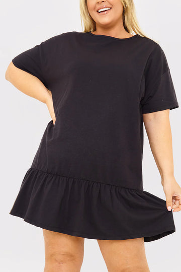 Peplum Hem Dropped Shoulder T-Shirt Dress